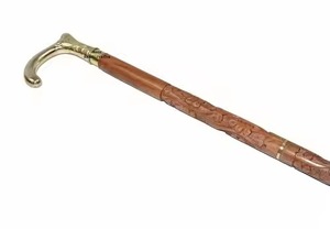 HMA Handicrafts Bâton de marche décoratif en laiton avec bois poli et aspect antique - Product Image 2