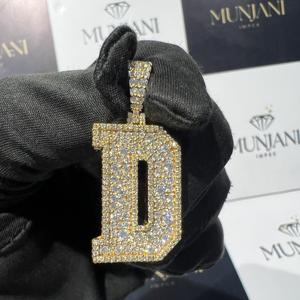 Colgantes de Moissanita VVS, Dijes con Certificación IGI, Estilo Hip Hop, Letra Personalizada, Corte Brillante, Microincrustaciones, Chapado en Oro, Plata de Ley, Unisex - Product Image 6