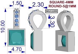 Péridot naturel et Zircon 10mm forme carrée argent Sterling plaqué or lunette réglage romantique cadeau pendentif - Product Image 6