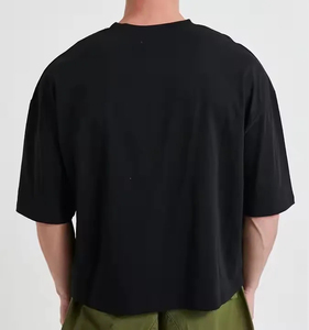 High Quality 250 Gsm Jersey T-Shirt for Men Custom Cotton Blanks Pro Club Heavyweight Screen Print Boxy Cropped <b>Design</b> - Product Image 6