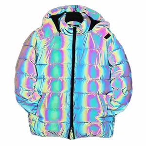 OEM wholesale coat oversized shiny custom fashion anorak down jacket high street reflective puffer jackets plus size jacket
