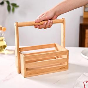 Portable caddie Caddy en bois couverts stockage organisateur supports Table à manger décoration naturel fini prix de gros - Product Image 6
