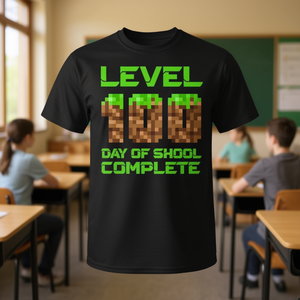 T-shirt per ragazzi con videogiochi Pixel completi di livello 100, a tema Days of School - T-shirt promozionali - Product Image 3