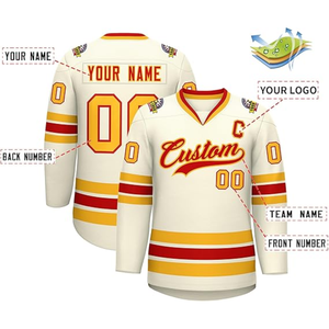 Maillots de hockey sur glace personnalisés avec logo, 100% polyester, manches longues, col en V, séchage rapide, respirant, antibactérien, sublimation personnalisée - Product Image 3