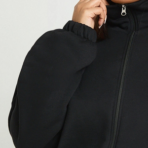 Sweat-shirt surdimensionné pour les acheteurs en gros avec logo personnalisé / Prix bas avec fermeture éclair, manches longues et col montant - Product Image 4