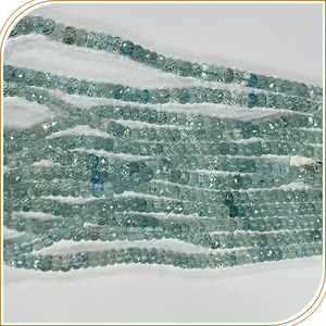 Cuentas de Rondelle facetadas de Aguamarina sombreada natural, tamaño de 6mm a 7mm, aproximadamente 14 pulgadas, hebra de cuentas de Aguamarina natural - Product Image 5