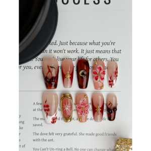 Crimson Blossom Press-On Nail Art - Elegantes pegatinas para uñas para mujer - Product Image 2