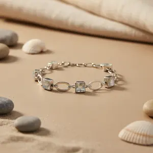 Bracelet en argent 925 avec pierre de lune et perles pour femmes - Product Image 2