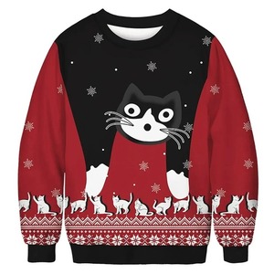 <b>Christmas</b> Cute Cat Sweatshirt 3D Printed Solid Pattern Harajuku Hip Hop Streetwear <b>Hoodie</b> with Crew Neck Pullover for Winter - Product Image 4