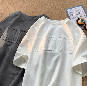 Camiseta personalizada de sarga de algodón orgánico pesado de alta calidad para hombre, camiseta unisex con cuello en V, diseño de hombro caído, impresión en relieve 3D - Product Image 6