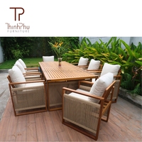 Mobilier de jardin Acacia, table et chaises pour la cuisine, villa, cour, hôtel, repas, loisirs, extérieur, meubles