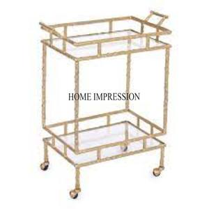 Marco hecho de metal de calidad superior de diseñador único más elegante y carrito para servir comida y bebida hecho con espejo de vidrio transparente - Product Image 4