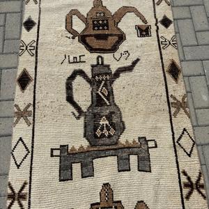 Tapis de couloir vintage 3,2x11,2 pieds, tapis turc en laine marron à imprimé animal - Product Image 5