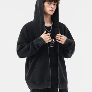 เสื้อมีฮู้ดแบบรูดซิปสำหรับผู้ชายผ้าคอตตอนพิมพ์โลโก้แบบกำหนดเอง - Product Image 1