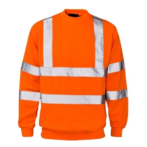 Hi VIS viz เสื้อคอกลมแขนยาวผ้าฝ้ายโพลีเอสเตอร์กันน้ำสีส้มสะท้อนแสงปรับแต่งโลโก้ได้ - Product Image 1