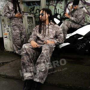 ชุดเซ็ตเสื้อสเวตเชิ้ตและกางเกงขายาวทรงจ็อกเกอร์แบบสวมใส่สบาย ไซส์พลัส คุณภาพพรีเมียม ลายพรางต้นไม้แบบเรียลทรี ล้างสีแบบแอซิดวอช ทรงแบ็กกี้ ขาบาน สำหรับผู้ชาย - Product Image 3