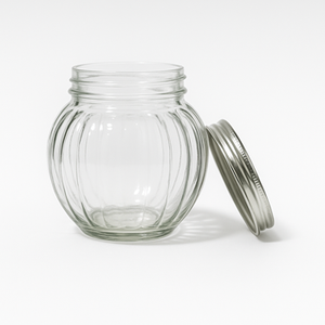 Bocal en verre Mason gaufré avec couvercle en métal, rangement hermétique pour un usage domestique parfait pour les recettes de collations alimentaires - Product Image 2