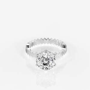 9K Gold Moissanite Diamond Engagement <b>Ring</b> Portuguese Cut Elegant and Luxurious - Product Image 4