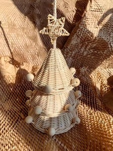 Ornements de Noël en rotin tressé de couleur naturelle, décoration en rotin pour cadeaux, décoration en rotin fabriquée au Vietnam - Product Image 2