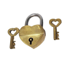 Padlock-01H Personalized Brass Gold Heart-Shaped Love Mini Bag Travel Suitcase Luggage <b>Box</b> Engraved Personalized Padlocks - Product Image 1