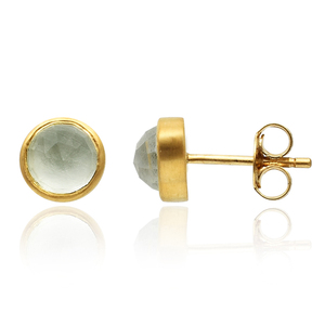 Boucles d'oreilles finition mate plaquées or la plus vendue Boucles d'oreilles en argent sterling 925 avec améthyste verte pour dames et filles - Product Image 1