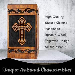 Letrero de Cruz grabado urna de cremación de madera Urnas funerarias para cenizas de adultos y urna de cremación masculina femenina con letrero de Cruz - Product Image 3