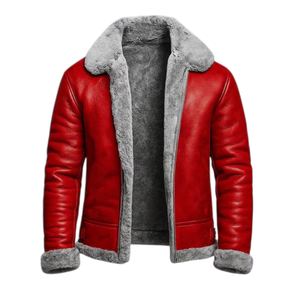 Blouson aviateur classique pour homme en peau de mouton avec doublure en fourrure épaisse - Product Image 6