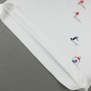 O-Neck Short Sleeve Cotton <b>T</b>-<b>Shirt</b> With <b>Skiing</b> Character Print Men's Casual Regular Fit Knitted Breathable White Top - Product Image 3