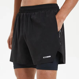 High Street Summer Men's Double <b>Layer</b> Heat-Transfer Printed Breathable Jogger Gym Shorts High Quality Custom Comfort OEM Service - Product Image 2