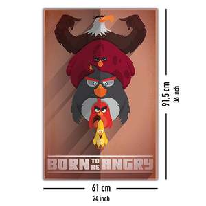 Affiche sur toile moderne Angry Birds « Born to Be Angry » avec cadre noir pour décoration murale - Product Image 5