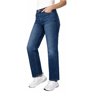 Jeans de Mezclilla Clásicos para Mujer, Cintura Alta, Corte Recto, Lavables, Estampado Digital Sólido, Vintage, Elegantes, para Invierno y Otoño - Product Image 2