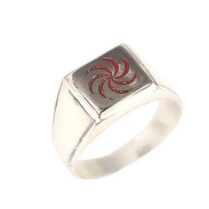Anillo Cuadrado de Plata de Ley 925 con Esmalte, Diamante de Corte Asscher, Patrón Geométrico, Engaste de Bisel, Rodio, para Uso Diario - Product Image 1
