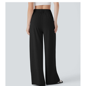 กางเกงขาบานเอวสูงแฟชั่นสำหรับผู้หญิงกางเกงทรงหลวมตกแต่งโบว์ลูกไม้สไตล์ลำลองสำหรับสาวออฟฟิศสำหรับฤดูร้อน - Product Image 6