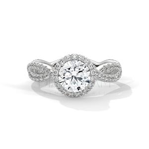 Venta caliente moda exquisita joyería fina de lujo 2Ct diamante VVS1 moissanita con anillo de diamante Halo de corte redondo de oro de 14K - Product Image 2