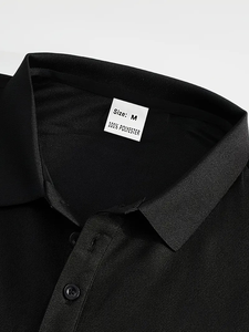 POLO décontracté à manches courtes pour hommes 2025 Polo de couleur unie respirant absorbant la sueur avec bouton coupe régulière tenue d'été - Product Image 4