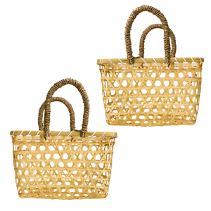 ตะกร้าของขวัญไม้ไผ่ทนทาน พร้อมหญ้าทะเล ตะกร้าของขวัญสุดหรู งานฝีมือเวียดนาม ดีไซน์ยอดนิยม - Product Image 1