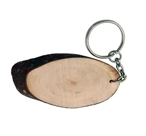 Natural wood keyring handmade unpolished best gifts use customized size and shaped premium quality Wood keychain