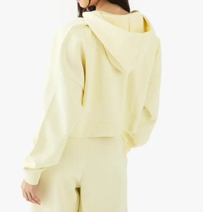 Veste à capuche ample et surdimensionnée de haute qualité avec fermeture éclair pour femmes OEM quantité minimale de commande bas haut court personnalisé de couleur claire - Product Image 6