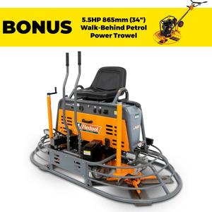 Nouvelle bétonnière autoportée à essence Flextools FT201828-UNIT (FP836-3) 27HP 915mm (36 pouces) Profinish avec kit de roues, haute puissance de fouille - Product Image 2