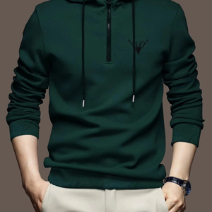 Sweat-shirts à capuche demi-zippés 100% coton, été, uni, respirant, séchage rapide, impression numérique, streetwear unisexe - Product Image 1