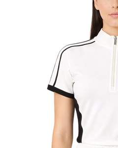 <b>Women</b> White <b>Black</b> Quarter Zip Polo Shirt And Drawstring <b>Shorts</b> Two Piece Tracksuit Athletic Sportswear Set For <b>Women</b> Gym WearFit - Product Image 3