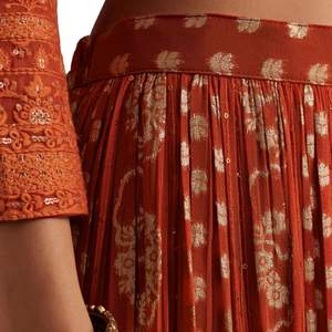 Orange Lucknowi Mirror Zardosi <b>Kurta</b> Palazzo Dupatta Set Wholesale <b>Women</b> Ethnic Apparel OEM Factory Supplier Custom Party Outfit - Product Image 6