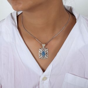 จี้925อความารีนจี้เงินสเตอร์ลิงสร้อยคอสำหรับการเกิดเดือนมีนาคมสร้อยคอพลอยสีฟ้าจี้ของขวัญสำหรับผู้หญิงจี้วันเกิดของเธอ - Product Image 1