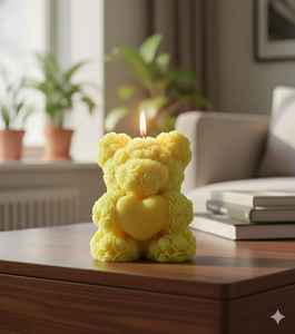 Bougie en forme d'ours en peluche faite à la main avec un cœur, bougie parfumée de luxe, étiquette personnalisée, cadeau de retour d'anniversaire, bougie pour la Saint-Valentin - Product Image 3
