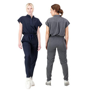 ชุดยูนิฟอร์มสครับสำหรับโรงพยาบาล ผ้าคอตตอนผสม ระบายอากาศได้ดี แขนสั้น คอวี ปักโลโก้ได้ คุณภาพสูง สำหรับฤดูร้อน เหมาะสำหรับทั้งชายและหญิง - Product Image 2