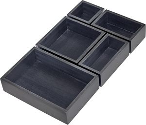 Juego de cajas de almacenamiento multiusos de madera de acacia, organizador de cajones para utensilios de cocina, armario de oficina o divisor de contenedores de baño - Product Image 1