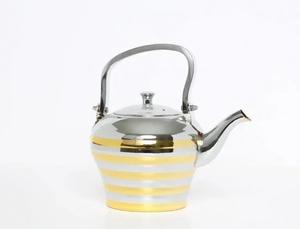 Bouilloire et cafetière à rayures dorées par galvanoplastie Ustensiles de cuisine et outils de café de haute qualité Théière artisanale Prix d'usine - Product Image 5