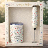 Ensemble de tasses à café en céramique florales avec mousseur à lait électrique, coffret cadeau pour la maison, le bureau, vente en gros