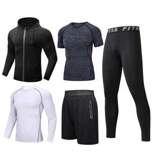 Vêtements de sport pour hommes Survêtement vierge Vêtements de sport 5 pièces Dropshipping Vêtements d'entraînement et de jogging Sweats à capuche zippés pour hommes - Product Image 3