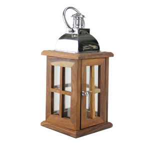 Lanterne à bougie élégante en bois et métal avec poignée pour la décoration d'éclairage de balcon de maison et de jardin pour Noël, lanterne suspendue - Product Image 2